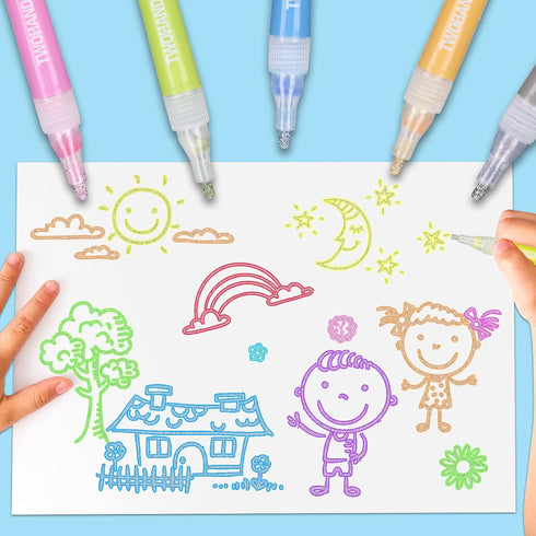 YISAN Outline Markers, Glitter Markers,Metallic Pens,Shimmer Marker Set,Christmas Card Making 12 Colors for Gift Card Writing Drawing?70436...