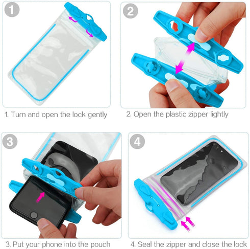 Universal Waterproof Phone Pouch, 4 Pack Waterproof Phone Lanyard Case for iPhone15 14 13 12 Pro Max XS Plus Samsung Galaxy Note up to 6.9", IPX8 ...