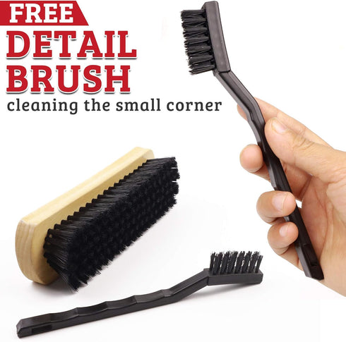 Leather & Textile Shine Brush by TAKAVU, Durable Soft Nylon Bristles, Included Detailing Cleaning Brush, Unique Concave Design Wood Handle for Car...