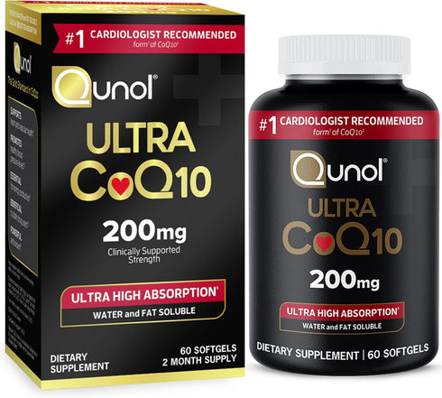 Qunol CoQ10 200mg Softgels, Ultra CoQ10 - Ultra High Absorption Coenzyme Q10 Supplements - Antioxidant Supplement for Vascular and Heart Health & ...