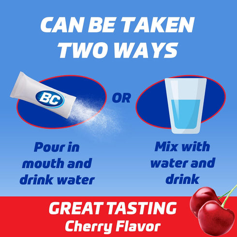 BC Powder Pain Reliever, Cherry Flavor Aspirin Dissolve Packs, 4 Count Powder Packets, 6 Pack...