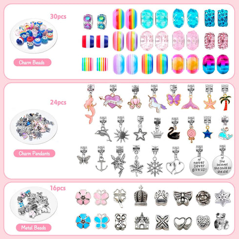 Charm Bracelet Making Kit for Girls - 77pcs Kids Jewelry Making Kit DIY Charm Bracelet Necklace Kit for Girls Ages 5-12 Unicorn Crafts Birthday Ea...