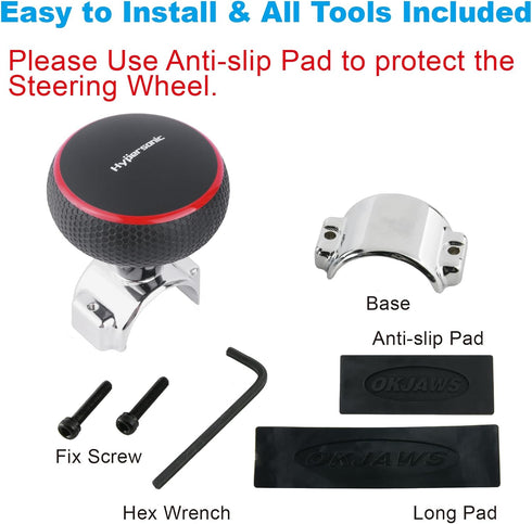 Hypersonic Large Steering Wheel Knob Spinners, Vehicle Steering Wheel Spinners Ball Durable Suicide Knob for Car, SUV, Trucks, Tractors, Boat etc ...