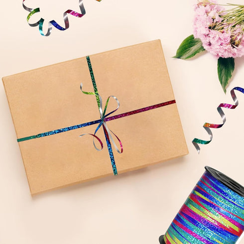 500 Yard Rainbow Ribbon?Rainbow Color Ribbon Curling Crimped?Rainbow Shiny Curling Shiny Ribbon?Balloon String?3/16" Laser Curly Ribbon ?Wedding, ...
