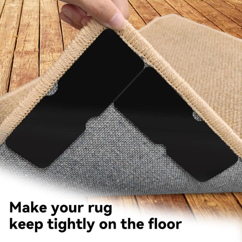 Rug Carpet Non Slip Grippers, Reusable and Washable Double Sided Carpet Tape Pads, Strong Adhesive Grippers for Area Rugs, Keep Corners Flat, No D...