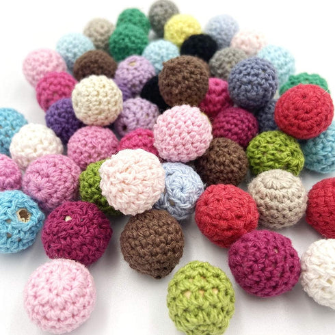 Wooden Crochet Beads 20mm 50pc Mix Color Beads DIY Accessories for Making Necklace Bracelet...