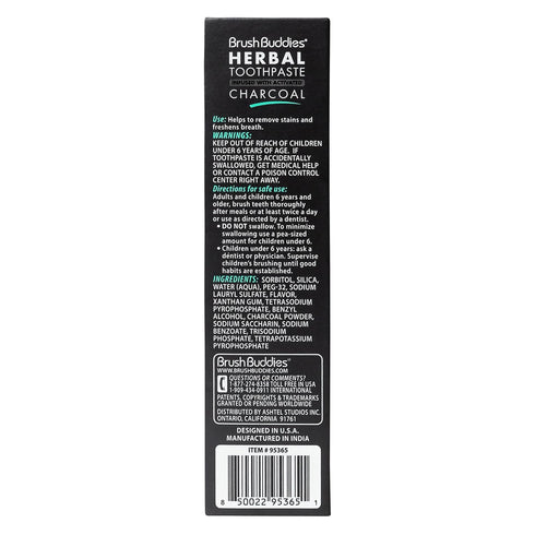 Brush Buddies Herbal Toothpaste with Activated Charcoal, Whitening Toothpaste, Charcoal Toothpaste for Whitening Teeth - Cool Mint...