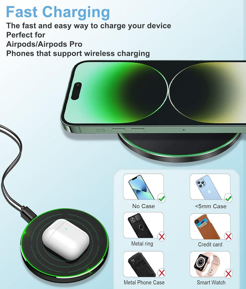 15W Wireless Charger Wireless Charging Pad for Samsung S23/S23+/S22/S22+/S21/S20/S20+/S10/Note10/Note9 Wireless Charger for iPhone 15/14/13/12/11/...