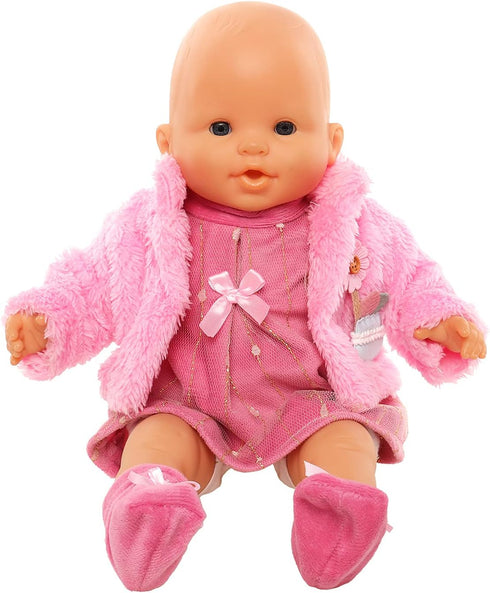 ENOCHT 3 Pieces Baby Doll Clothes Pink Dress with Coat Socks for 14-18 Inch Doll Sweet Cute Doll Clothes for New Born 15 Inch Baby Dolls...