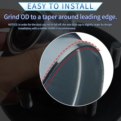 2PCS 1.98" Trailer Hub Dsut Cap,Trailer Axle Wheel Bearing Dust Cap Cup Grease Cover with 2 Rubber Plugs,Hub Dust Caps for Most 2000 to 3500 Pound...
