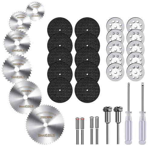 34 PCS Rotary Cutting Wheels Tool Kit,Mini Diamond Cutting Wheel, Circular Saw Blades and Resin Cut-off Wheels for Woodworking Metal Glass Plastic...