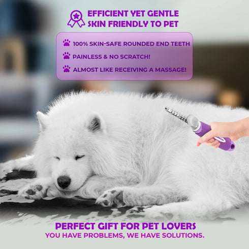 Dematting Undercoat Rake Comb for Dogs & Cats with Long 2.5-In Stainless Steel Safety Blades for Removing Knots, Mats & Tangles - Pet Grooming Des...