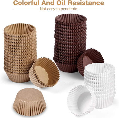 1000 Count Cupcake Liners for Baking Liners Paper Cupcake Wrappers Bulk Cup Cake Cases Muffin Baking Paper Cups for Candy Cooking (Brown White Nat...