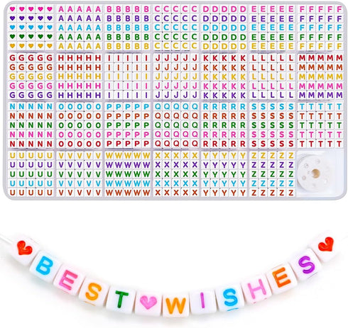 Square bracelet friendship Letter Beads kit, Multicolor 6x6mm Acrylic Beads,28 Grids Letter Beads for Jewelry Making, Alphabet Beads,kandi beads,b...