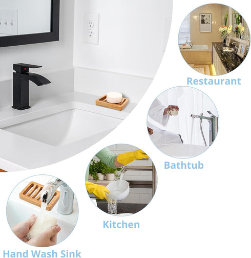 Slotted Soap Dish 2 Pack Teak Wood by HTB, Kitchen Wooden Sponge Holder, Self Draining Soap Dish for Shower, Sink, Bathroom, Bathtub, RV...