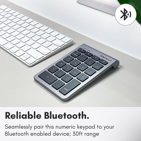 Macally Bluetooth Number Pad for Laptop - Wireless Numeric Keypad - 22 Key Numeric Keypad for Data Entry, Numpad Compatible with MacBook, iPad, iP...