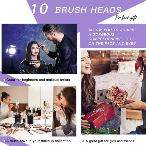 Makeup Brushes Premium Synthetic Foundation Powder Concealers Eye Shadows Makeup 5 Pcs Brush Set with Cosmetic Bag(Purple)...