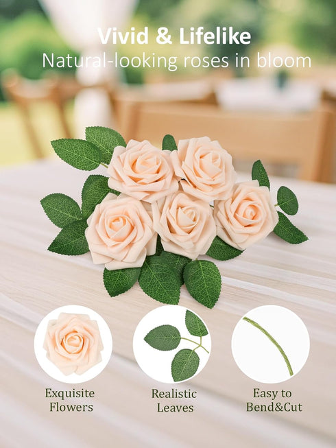 N&T NIETING Artificial Flowers, 25Pcs Fake Flowers Roses Perfect for DIY Wedding Bouquets Centerpieces Bridal Shower Party Home Flower Arrangement...