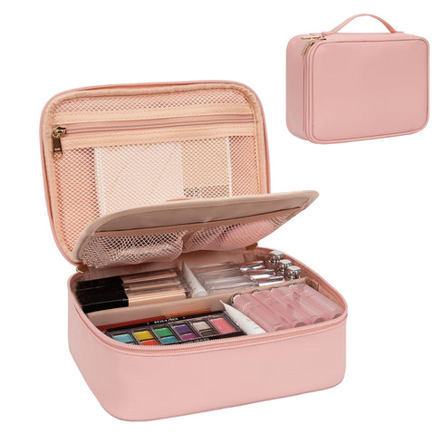 OCHEAL Makeup Bag, Potable Make up Bag Cute Makeup Organizer Bag for Toiletry Cosmetics Accessories with Divider and Brushes Compartments, Makeup ...