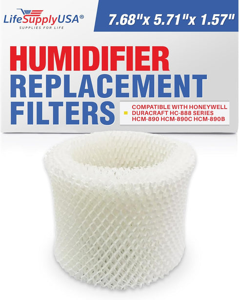 LifeSupplyUSA Humidifier Filter Replacement Wick Filter C Compatible with Honeywell Duracraft HC-888 Series HCM-890 HCM-890C HCM-890B...