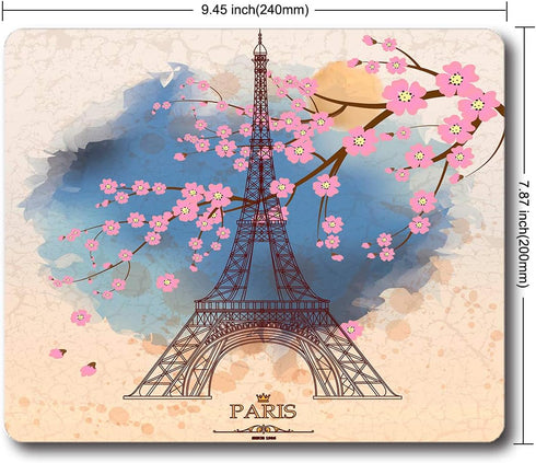 Mouse Pad Eiffel Tower Rectangle Mouse Mat Non-Slip Rubber Mousepad...