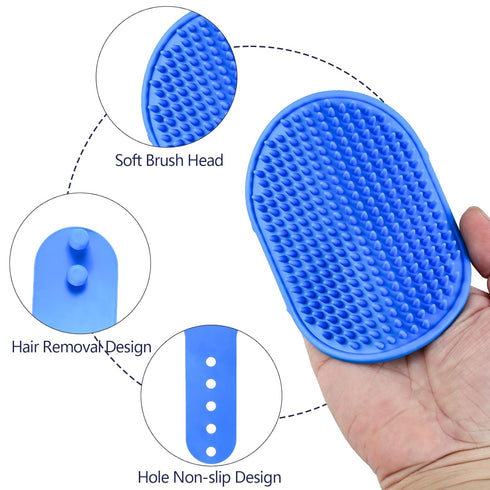 Dog Bath Brush, 3 Pcs Dog Shampoo Brushes, Dog Bath Scrubber, Pet Dog Shampoo Dispenser Brush, Silicone Dog Scrubber for Bath Massage Brush for Sh...