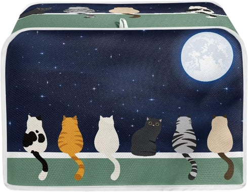 Galaxy Print Oven Cover Kitchen Bread Machine Protector, Moon Cat 2 Slice Toaster Cover for Home, Anti Dust Fingerprint Toaster Cover, Kitchen Sma...