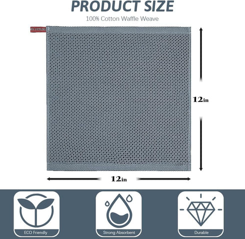 Nialnant Cotton Cleaning Rags,Waffle Weave Kitchen Towels,Absorbent Dish Towels Quick Drying Kitchen Dish Cloths - 12 in x 12 in...