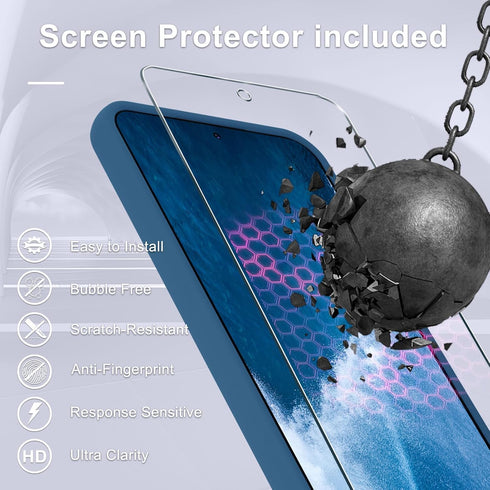 for Motorola Moto G Play 2024 Case, Silicone Phone Case with 1 Screen Protector, Soft Anti-Scratch Microfiber Lining, Full Body Shockproof Slim Co...