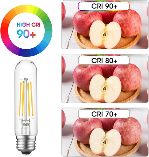 Tubular Light Bulb 6W Equal E26 LED Bulb 60 Watt Dimmable Cool White 4000K E26 Edison Bulb AC120V 750LM T9 T10 LED Bulb for Rustic Pendant, Island...