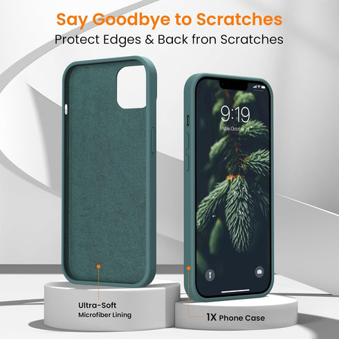 OuXul for iPhone 14 Case, iPhone 13 Case Shockproof Liquid Silicone Protective Phone Case with Soft Anti-Scratch Microfiber Lining Ultra Slim Drop...