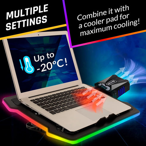 KLIM Cool Laptop Cooler with Vacuum Fan - New Version 2024 - Gaming Laptop Fan with Display - Temperature Detection + Automatic/Manual Mode - Port...