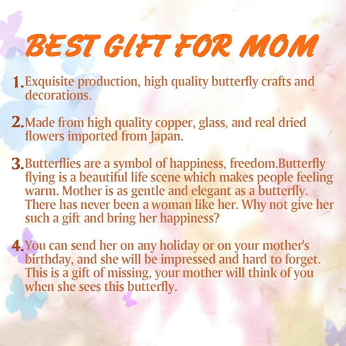 Butterfly Gifts for Mom Mother Real Flowers Wind Chimes Indoor Room Decor Unique Birthdays Gifts for Mom Christmas Butterfly Gift for Women Blue F...