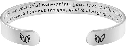 JoycuFF Remembrance Jewelry Memorial Bracelet Sympathy Gift for Loss Loved One Women Remembrance Cuff Bangle...