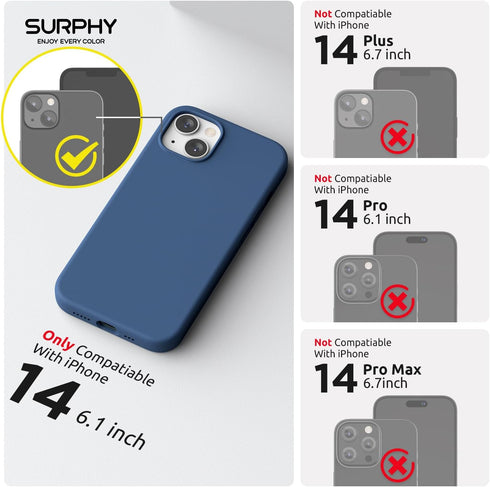 SURPHY (4 in 1 Designed for iPhone 14 Case Compatible with MagSafe (6.1 inch, 2022), with 2 Pack Screen Protector + Camera Cover, Liquid Silicone ...