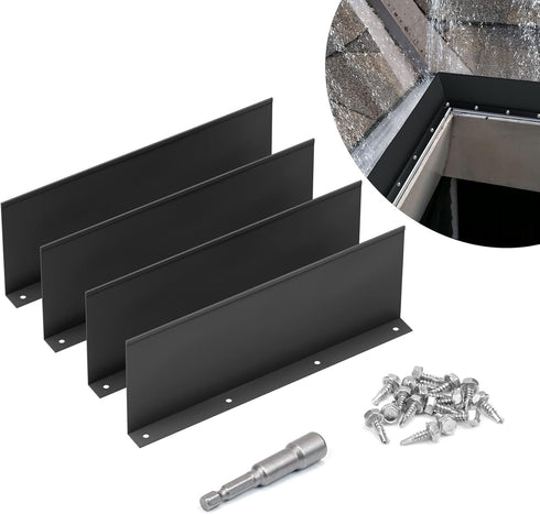 4 Pack Aluminum Gutter Valley Splash Guards, Rainwater Roofing Gutter Guard, Straight Gutter Splash Guard for Flat Shingle Roofs, Valley, Corner, ...