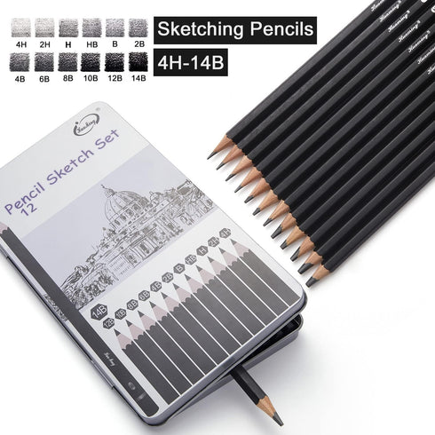 Sketch Pencils for Drawing,12 Pack Drawing Pencils, Graphite Pencils, Graphite Pencils for Drawing, Art Pencils for Drawing and Shading, Shading P...