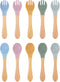 10 Pieces Bamboo Baby Spoons & Baby Forks Set, Chewable Baby Utensils for Self-Feeding, Bamboo and Silicone Baby Utensils, Kids Utensils for Over ...