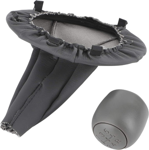 Acouto Shift Knob and Gear Shift Boot,5 Speed Gear Shift Knob with Dustproof Boot Collars for Fiat Panda 500 500C...