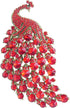 Sindary Pretty Bird 4.33" Peacock Brooch Pin Austrian Crystal BZ5651 (Gold-Tone Red)...
