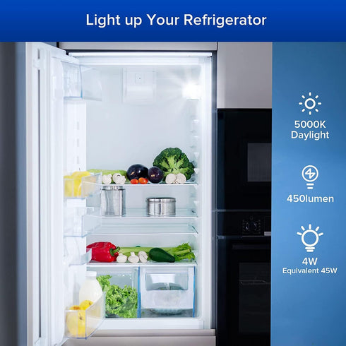 SANSI LED Refrigerator Light Bulb 45W Equivalent, 5000K Daylight White 450 Lumen 4W Appliance Light Bulb A11 Small LED Light Bulb, E26 Freezer Hom...