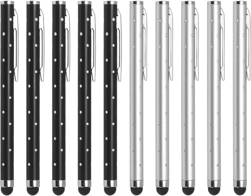 MECCANIXITY 10pcs Glitter Rhinestone Stylus Pens for Touch Screens Universal Metal Capacitive Pen for Phone All Capacitive Touch Screen Device, Bl...