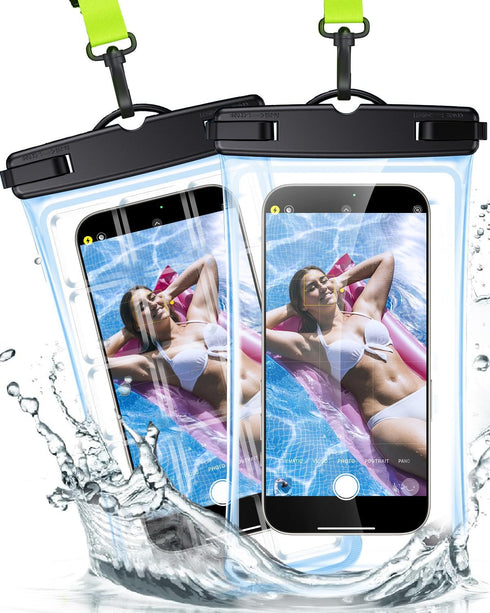 2 Pack-IP68 Waterproof Phone Pouch Floating Case for Underwater Photography, Underwater Screen Touchable, Cellphone Dry Bag, Detachable Lanyard fo...