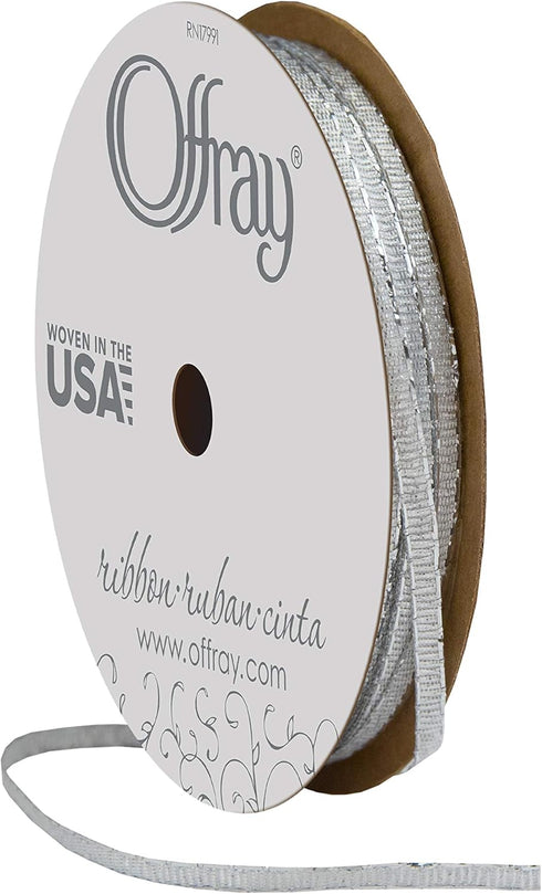 Offray 1/8" Wide Galena Craft Ribbon, 5 Yards, Silver...