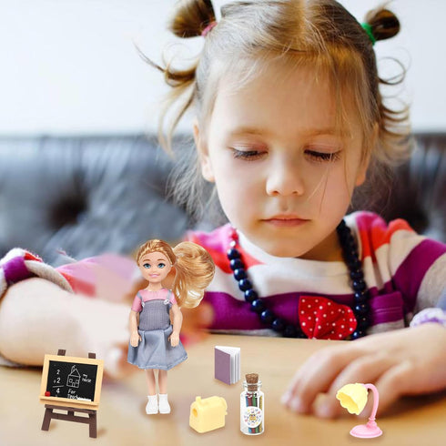 SOTOGO 34 Pieces Doll House School Supplies Mini School Accessories Dollhouse Toy Home Miniature Model DIY Doll Accessories...