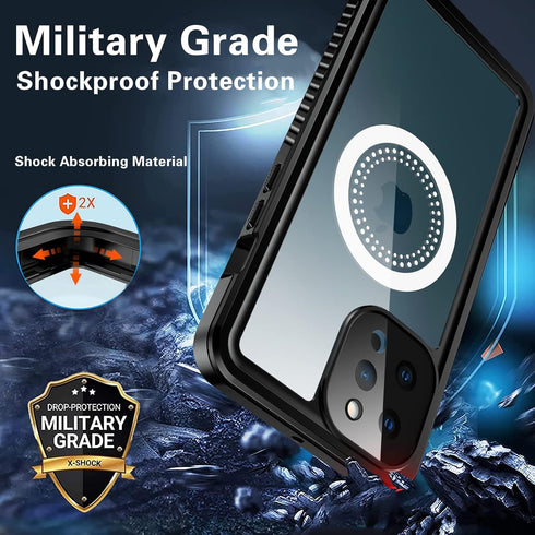 ANTSHARE for iPhone 12 Pro Max Case Waterproof &Fits Magsafe,with Built-in Screen Protector,Full Body Shockproof Phone Case for iPhone 12 Pro Max ...