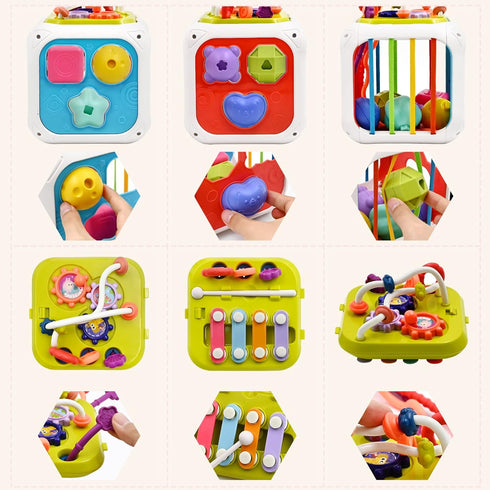 AiTuiTui Baby Toys 12 18 Months, Sensory Montessori Toys for 1 2 Year Old Boy Girl Gifts, 7 in 1 Multifunction Educational Toys with Shape Sorter ...