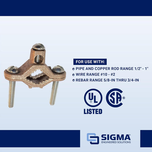 SIGMA ENGINEERED SOLUTIONS ProConnex 41309 Ground Clamp 1/2" - 1"...