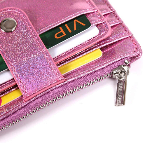 Fida&Moon Glitter Girl Small Wallet RFID Blocking Coin Purse Clip Card Holder (Glitter Pink)...