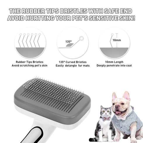 Dogs Cats Self Cleaning Slicker Brush for Shedding & Grooming Any Breed of Pets, Remove Loose Undercoat Knots Mats Tangled Hair for Small Medium L...